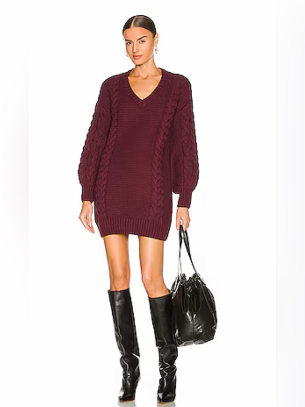 Bell Knit Dress in Burgundy